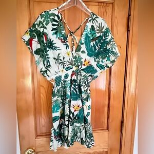 Blue Island Green Floral Swim Coverup